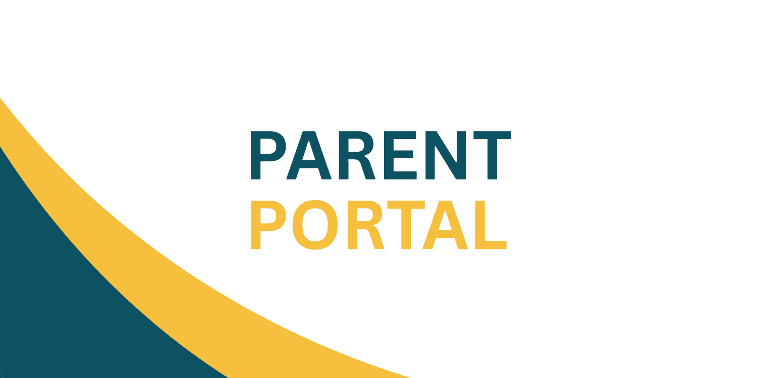 Graphic with "PARENT PORTAL" text and a curved design.