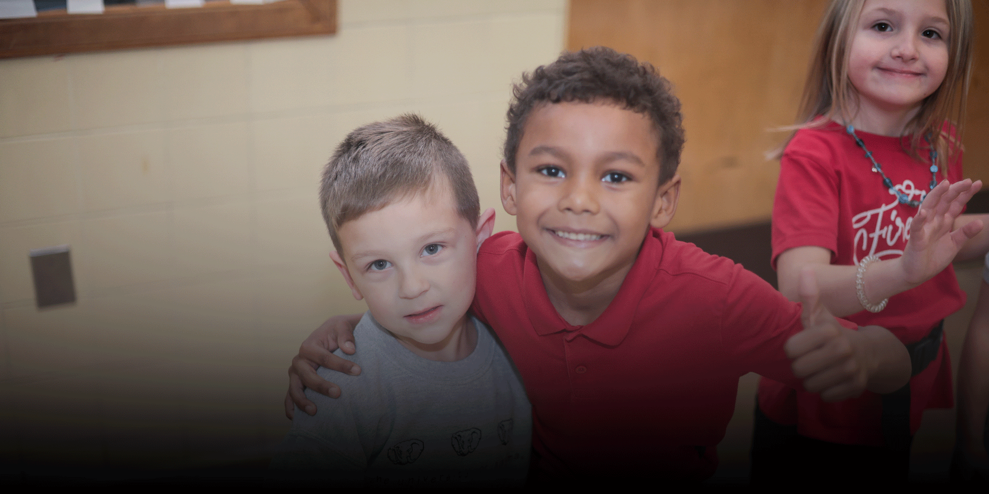 Smiling elementary students